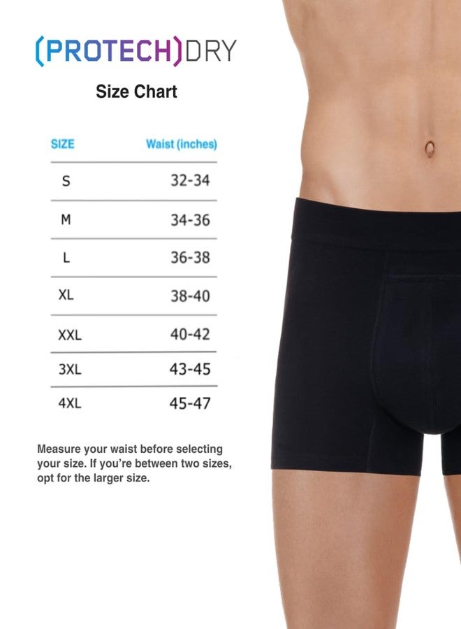 PROTECHDRY - Washable & Reusable Urinary Incontinence Cotton Boxer Brief Underwear for Men (Black, Large) - Image 5
